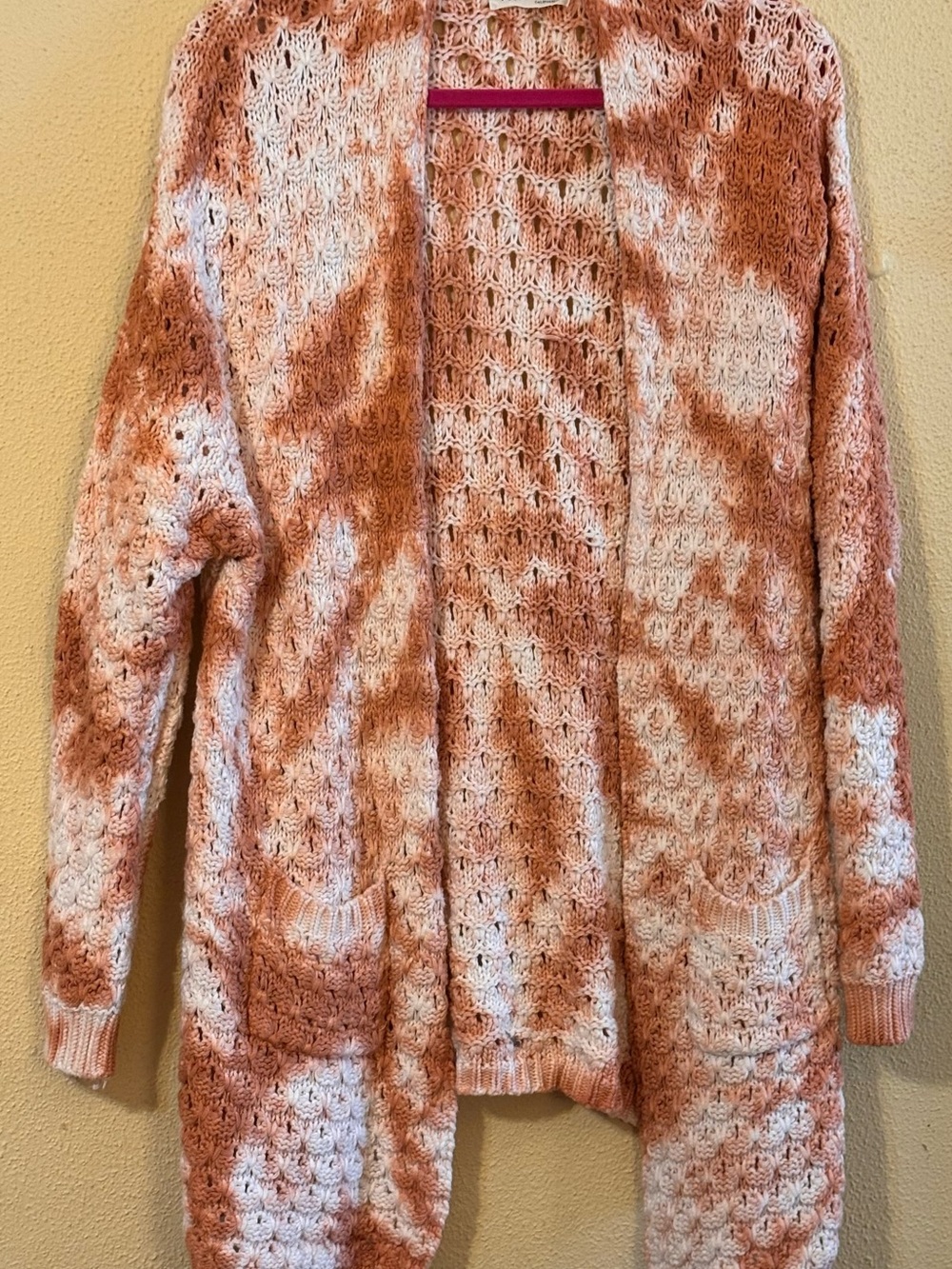 Peach Love California Peach Cream Open-Knit Cardigan Size Large